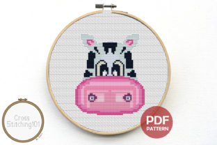 Cartoon Zebra Face Modern Cross Stitch: Craft Fair Superstar