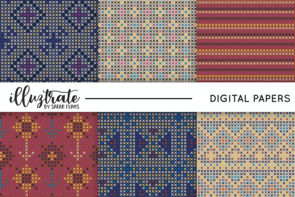 Dark Cross Stitch Seamless Patterns
