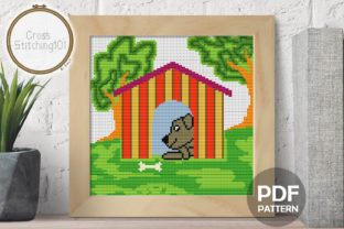Dog N House Modern Cross Stitch Pattern