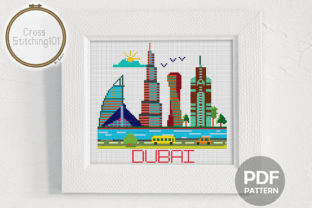 Dubai City Modern Cross Stitch Pattern for Craft Fair Sellers