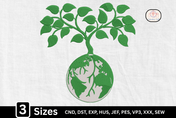 Eco Friendly World Earth Tree Embroidery Design Review