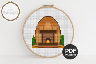 Fireplace Modern Cross Stitch Pattern