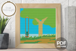 Landscape with Tree Swing Cross Stitch: Boutique Sweatshirt Review
