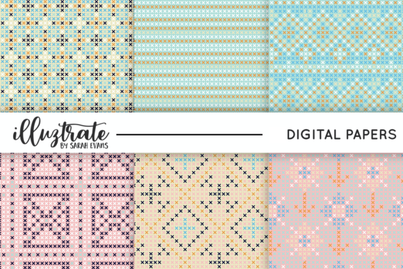 Pastel Cross Stitch Seamless Patterns